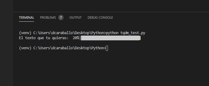 Ejemplo utilizando total en python y tqdm, barras de progreso