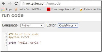 http://rextester.com/runcode